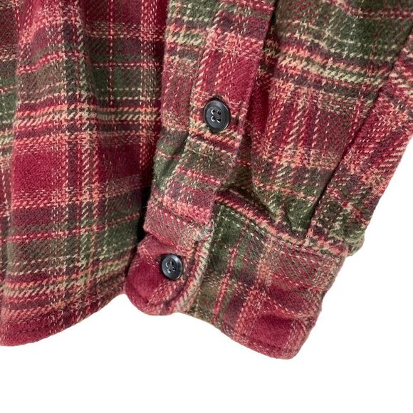 Orvis Flannel Men's XL Shirt Shacket Heavy with Side Pockets Red Green Plaid - Picture 5 of 8
